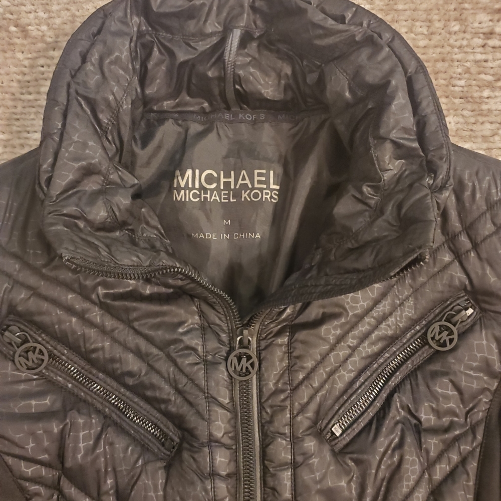 Michael Kors Mixed Media Black Puffer Coat - Picture 7 of 11